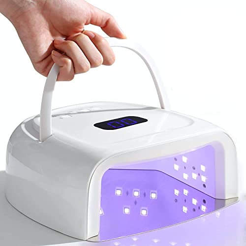 60W Rechargeable UV LED Nail Lamp, Faster Wireless Nail Dryer Gel Polish Light 42 Beads & Portable Handle, Professional Curing Lamp for Fingernail and Toenail, Auto Sensor & Quick Dry Nail Machine