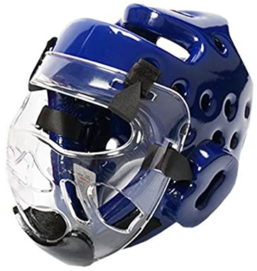 Copricapo da Boxe per Bambini Kickboxing Casco Integrale Allenamento Sparring Protezione Testa Blu XL