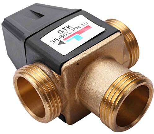 Barabesty 1 x 3-Wege-DN25 Außengewinde Messing Thermostat-Mischventil Solarwarmwasserbereiter Thermostatventil
