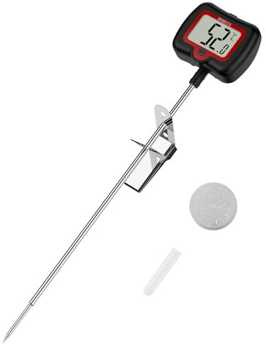 BOMATA Termometro per caramelle con sonda lunga da 8 con clip per pentola, display rotante, Termometro digitale ad alta precisione con lettura istantanea per candele