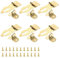 MANICAF Lot de 6 cadenas en métal doré avec vis - Pour boîte en bois, boîte à bijoux, valise, boucle de meuble