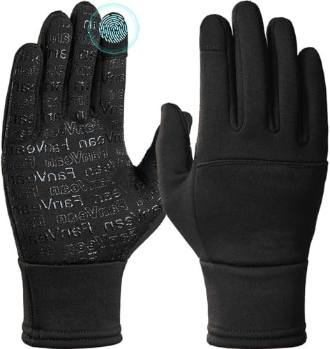 FanVean Handschuhe Damen Winter Herren: 360°Touchscreen,Wasserdicht,Winddicht,Thermo für Schnee,Skifahren,Laufen,Radfahren,Autofahren,Motorradfahren und Workouts-Warme Klein Schwarz