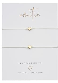 Briefzauber Bracelets d'Amitié (Set : 2 pièces) | Bracelets en macramé minimalistes & élégants | Bijoux coeur femme, cadeau pour meilleure amie, BFF - bijoux amitié, lot de 2