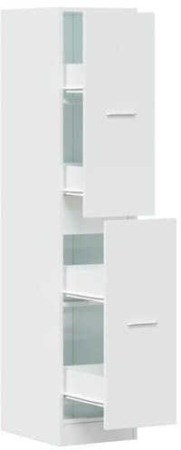 Apothekerschrank Hochglanz-Weiß 30x41x144,5 cm Holzwerkstoff Beistellschrank Küche Vitrinenschrank Küche Küchenschrank Sideboard Wohnzimmer für Schlafzimmer Arbeitszimmer Wohnbereich Abstellraum