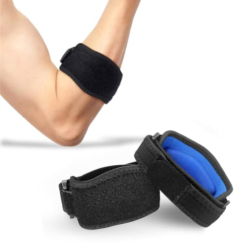 KIRZAX 2PCS Cinta de Codo Tenista, Codera Epicondilitis Golf,Coderas Epicondilitis con Almohadilla EVA, Coderas de Golfista Ajustable y Antideslizante,Codera Epicondilitis Hombre y Mujer(Negro Azul)