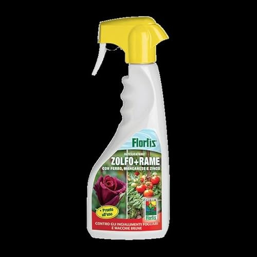 Flortis Integratore Zolfo+Rame con Ferro, Manganese e Zinco, Spray 500ml, per Piante e Fiori