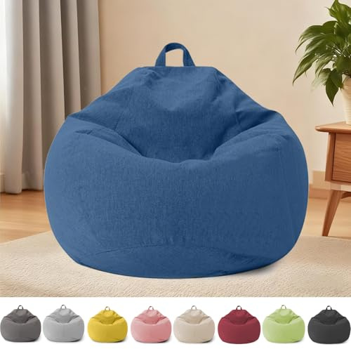 YushengTai Bean Bag Chair for Kids and Adults, Bean Bag Cover Without Filling, with Zipper, for Adults and Children, 100 x 120 cm Bean Bag Chair for Bedroom, Office, Living Room, Terrace (Blue)