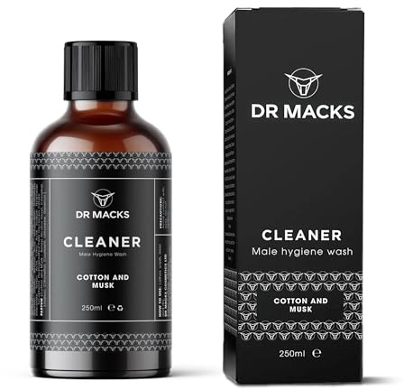 Dr. Macks Male Intimate Wash - pH Balanced Men's Hygiene Cleaner - Doctor Developed Wash for Odour, Itch and Sweat Relief (Cotton & Musk)