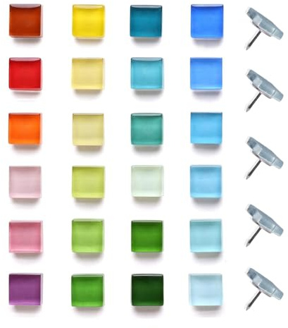 Aoxsie 24pcs Decorative Cute Push Pins Multicolored Glass Thumbtacks Thumb Tacks Pushpins for Bulletin Cork Boards Office Products