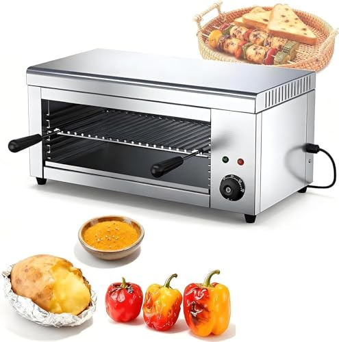 2000 W Electric Salamander, Commercial Snacker Salamander, Adjustable Temperature Plate 50-300 °C, for Barbecue