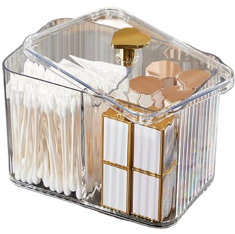 Hintyne Kosmetisk arrangör för tvättställ och badrumshylla med lock 127 x 100 cm PET-sminkbord arrangör med 3 fack transparent kosmetisk