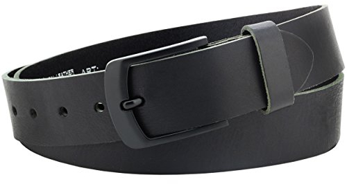 Ledergürtel aus Büffelleder, Made in Germany, schwarz, ca. 40mm breit und ca. 3-4mm stark, kürzbar, Gürtel, Vollledergürtel, Jeansgürtel, Herrengürtel, Damengürtel, Vascavi (100 cm Gesamtlänge 110 cm)