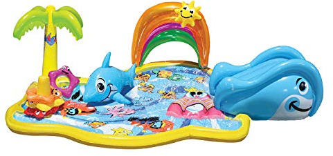 BANZAI Splish Splash Water Park JR, Length: 90 in, Width: 52 in, Height: 24 in, Junior Inflatable Outdoor Backyard Water Splash Toy