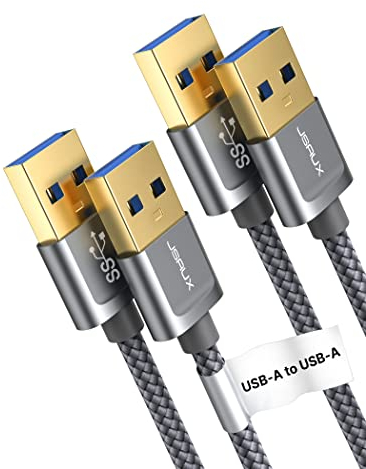 JSAUX USB 3.0 Kabel [2 Stück 1M+2M], USB A Stecker auf A Stecker Nylon Verbindungskabel, 5Gbps Super Speed, kompatibel mit HDD, DVD, Drucker, Kameras, Festplattengehäusen, Laptop usw (Grau)