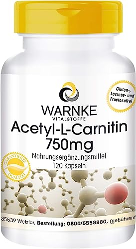 Acetyl-L-Carnitin Kapseln - 750mg - 120 Kapseln - hochdosiert - vegan | Warnke Vitalstoffe - Deutsche Apothekenqualität