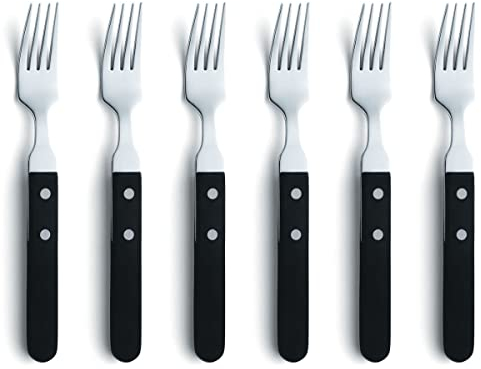 Amefa Juego de 6 Tenedores de Carne (Acero Inoxidable 18/0), Color Negro