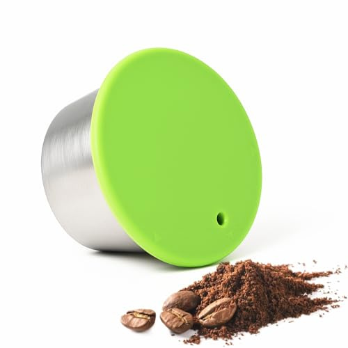 Mumusuki Återanvändbara kapslar i rostfritt stål Påfyllningsbara crema-kaffekapslar Koppar lämpliga för kaffemaskin från Dolce Gusto (grön)