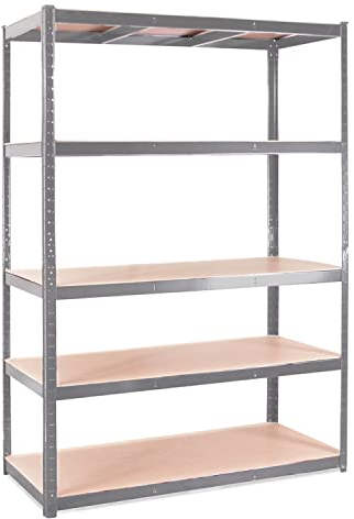 G-Rack Garagenregal: 180 cm x 120 cm x 60 cm, Einzelschacht, grau, 5 Etagen, 175 kg Traglast pro Ebene (875 kg pro Einheit), Zuhause, Büro, Garage oder Geschäftsgebrauch