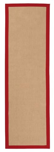 carpetfine Sisalteppich Läufer Rot 75x300 cm | Moderner Teppich für Wohn- und Schlafzimmer