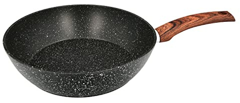 ORYX Sarten Honda Aluminio Forjado Antiadherente Ø 28x7,5 cm. Mango Engomado / 5 capas/Acabado Piedra/Para Todo Tipo de Cocinas