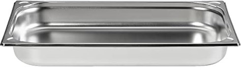 METRO Professional Cubeta GN 1/1, acero inoxidable, 65 mm, contenedores de alimentos gastronorm, ideal para la gastronomía, para servir, apilable, plata