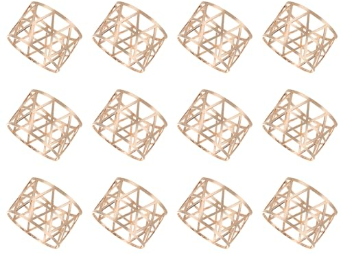 12 Stück Serviettenringe Roségold Serviettenringe Vintage,AushöHlen Serviettenring,für Esstisch Dekor,Hochzeit Geburtstagsfeier Familie sammeln Tischdekoration