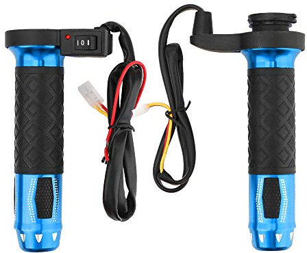 TOTMOX Manopole universali da 12 V da 22 mm per moto ATV, regolabili a temperatura impermeabile, antipolvere e riscaldate, colore: blu/oro/rosso