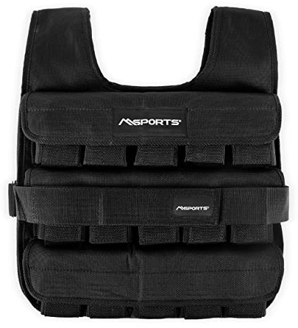 MSPORTS Gewichtsweste Premium Verstellbar von 5 kg - 30 kg Weighted Vest | Laufweste Damen Herren | Fitness Trainingsweste Krafttraining (30 kg, Black)