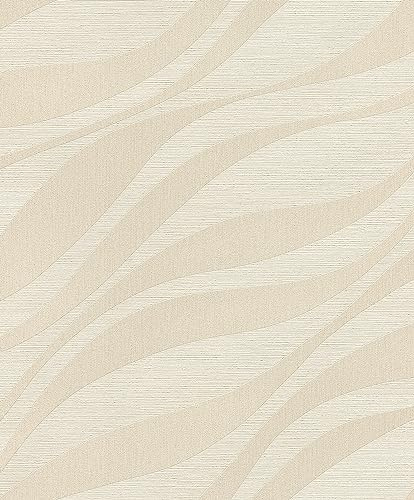 Rasch Tapet 608038 – fleecetapet i beige med vågor och skiftande effekt från Sky Lounge-kollektionen