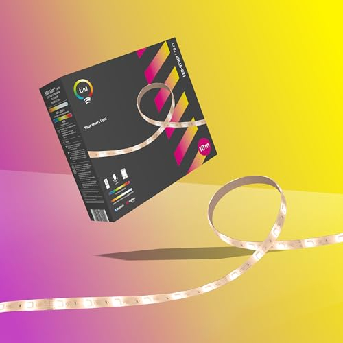 tint Smarter LED Strip Streifen, weißes & farbiges Licht RGB für indirekte Beleuchtung, Farbwechsel, 10m Länge, 36W, 6 vorprogrammierte Lichtszenen, Bluetooth+Zigbee, funktioniert mit Alexa