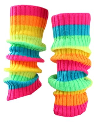 FANSU Leg Warmers for Women Soft Winter Long Leg Warmers Knit Leg Warmers Warm Long Boot Socks,Women's Gaiters for Dance or Ballet (1 pair,Rainbow style)