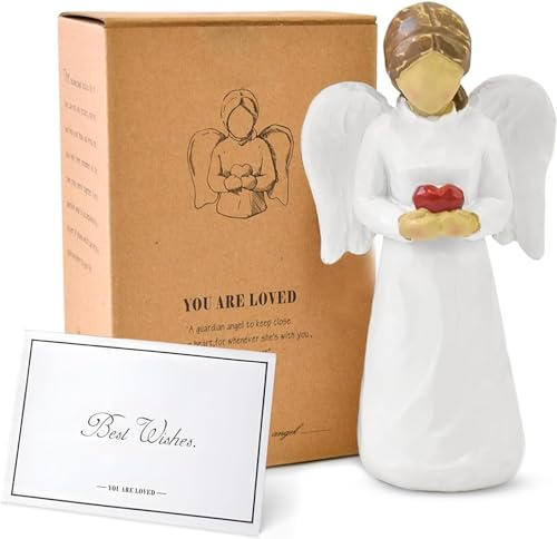 NINNSSOT Schutzengel Geschenk, Engel Figur Guardian Angel Trauergeschenk, Handbemalte Heilung Geschenke für Erinnerung, Engel Deko Statue für Muttertag, Geburtstag, Weihnachten