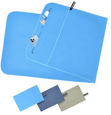 flintronic Serviette Microfibre, Serviette de Fitness Disponibles avec Poche Zippée, Serviette Sport Musculation pour Voyage Plage Gym, Ultra Absorbante, Ultra-Légère et Rapidement Sèche