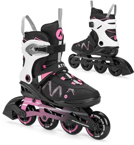 ATTABO Bliss Damen Schlittschuh Skates 37-42 EU Komfort und Sicherheit Halbharte Schale Aluminiumkufe Rollen 80 mm PU-Lager ABEC-7 Verstellbar für eine bessere Anpassung