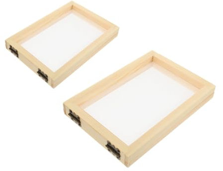 FIXOSHEE 2stücke Holz DIY Bastelrahmen Mit Stabilem Siebmaschen-Design Langlebig Und Leicht Zu Reinigen Für Papier Schöpfen Seidenpapier Und Papercraft Anwendungen