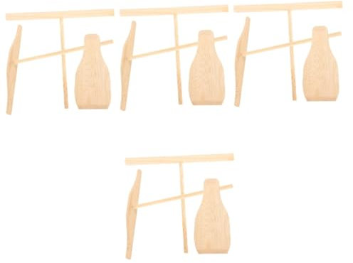TOPBATHY 4sets Sturdy Wooden Pancake Crepe Spreader Spatula Non-damaging Non-deforming for Breakfast Easy to Clean