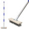 Wire Broom with Long Handle, Heavy Duty Yard Brush 190 CM, Stiff Metal Bristle Brush for Cleaning Moss, Stainless Steel Garden Deck Scrub Brush for Patio, Garage, Roof