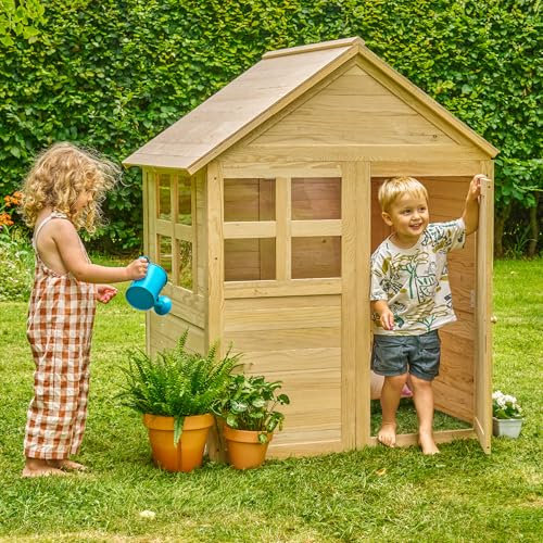 TP Buttercup Cottage - Casa de juegos de madera, madera certificada FSC, diseño personalizable, ventanas de plexiglás, suelo y porche opcionales, diversión al aire libre para niños, a partir de 2 años