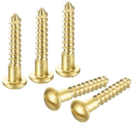 sourcing map Wood Screws M3 x 20mm Slotted Round Head Brass Self-Tapping Screw WoodWorking Screw 25 Pcs