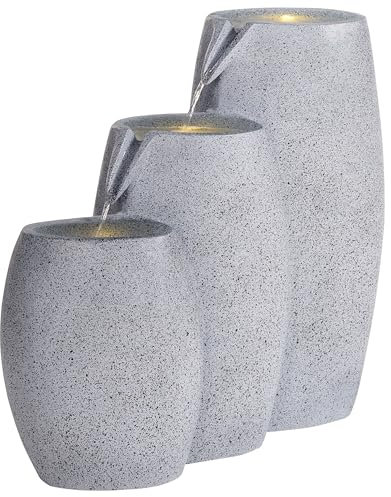 Fuente de jardín Exterior Cascada con luz LED Enchufe Gris Arkle