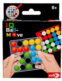 Noris 606134744 - IQ Ball-Move Spiel (Logikspiel ab 6 Jahre) - cleveres Denkspiel für 1 Person im kompakten Format mit 20 Vorlagen und Blanko-Karten - Gehirnjogging für Kinder und Erwachsene