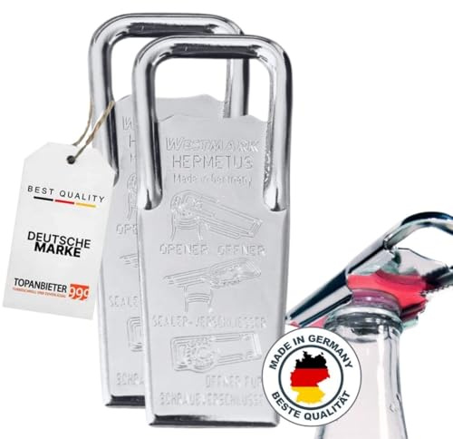 Set de 2 abridores y tapadores Hermetus 3 en 1 – Abrecapsulas, abridor de tapa de rosca y tapador de botellas – Acero inoxidable robusto fabricado en Alemania – Abrebotellas para cerveza, vino y