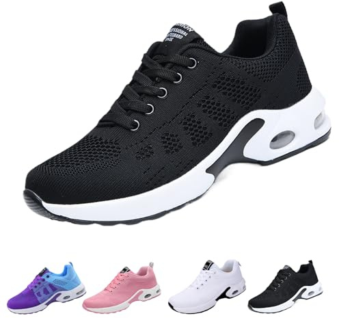 AioTio promenadskor, dam, halkfria, sportiga sneakers, dämpningsplattform, moderiktigt, nät, lätt, fotvalvsstöd, fritidsskor