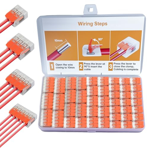 GYHWOFUL Set di 80 connettori per cavi con leva, morsetti a innesto a 2/3/4/5 poli, morsetti elettrici fino a 4 mm² per conduttori fissi e flessibili, morsetto di collegamento per installazione