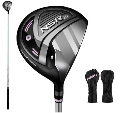 NSR III Golfklubbar för kvinnor högerhänt nr.1/No.3/No.5 Hybrid träklubb titan golfdriver kolskaft hög studs med huvudskydd (#3, svart)