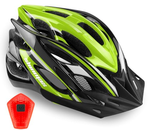 Bike Helmet Men Women, Shinmax Bicycle Helmet with Rear Light and Detachable Sun Visor Backpack,Lightweight Mountain Bike Helmet Size Adjustable Cycling Helmet for Adults Youth Road Bike Helmet