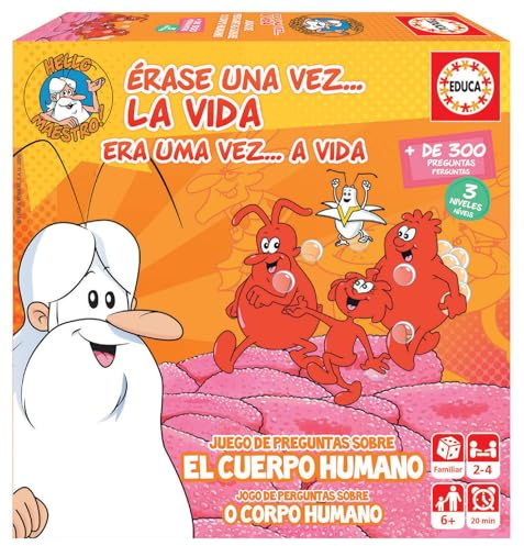 Educa - Érase una Vez La Vida, Juego de Mesa Familiar Educativo con más de 300 Preguntas y respuestas sobre anatomía y biología, A Partir de 6 años (18855)