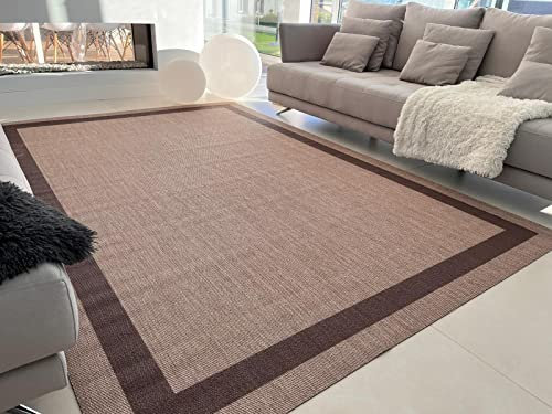 Alfombra vinilica de Tejido Trenzado de Alta Gama Lavable Antideslizante Alfombra Resistentes para Salon Cocina baño Pasillo - 060x120 cm., GRECA-Beige