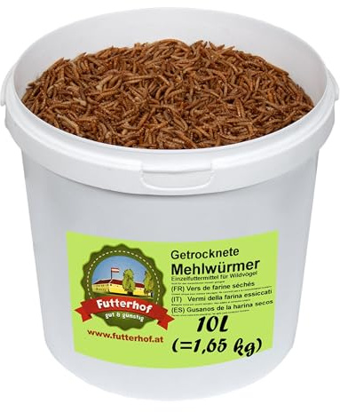 Futterhof vers de Farine Séchés Seau de 10 L (= 1,65 kg), Premium Qualité