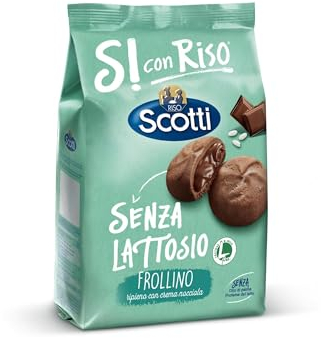 Si con Riso - Frollino Ripieno alla Crema alla Nocciola - Biscotti Senza Lattosio e Senza Olio di Palma - 200 g